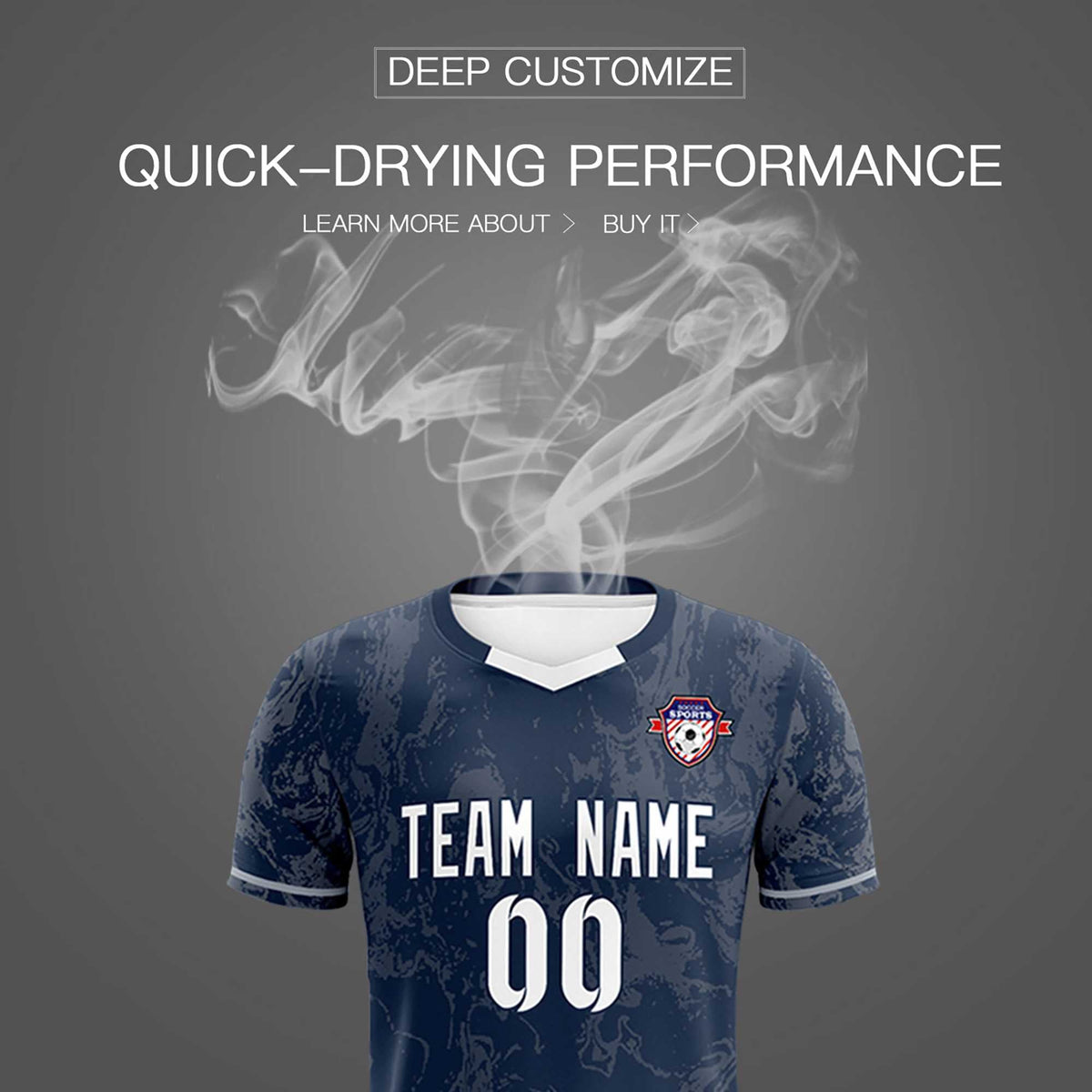 Custom Navy Classic Graffiti Pattern Sportswear Football Kit Jersey