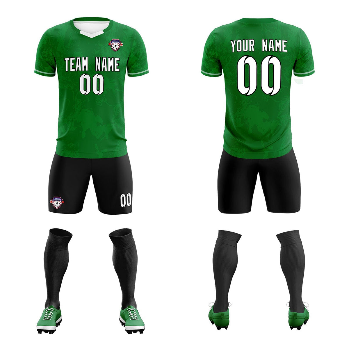 Custom Kelly Green Classic Graffiti Pattern Sportswear Football Kit Jersey