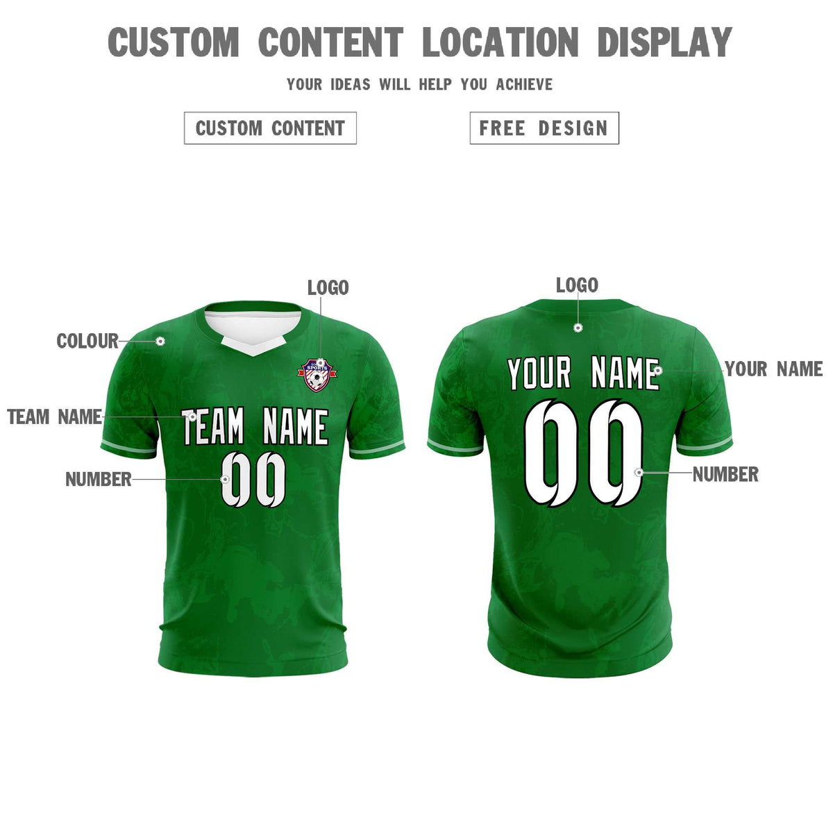 Custom Kelly Green Classic Graffiti Pattern Sportswear Football Kit Jersey