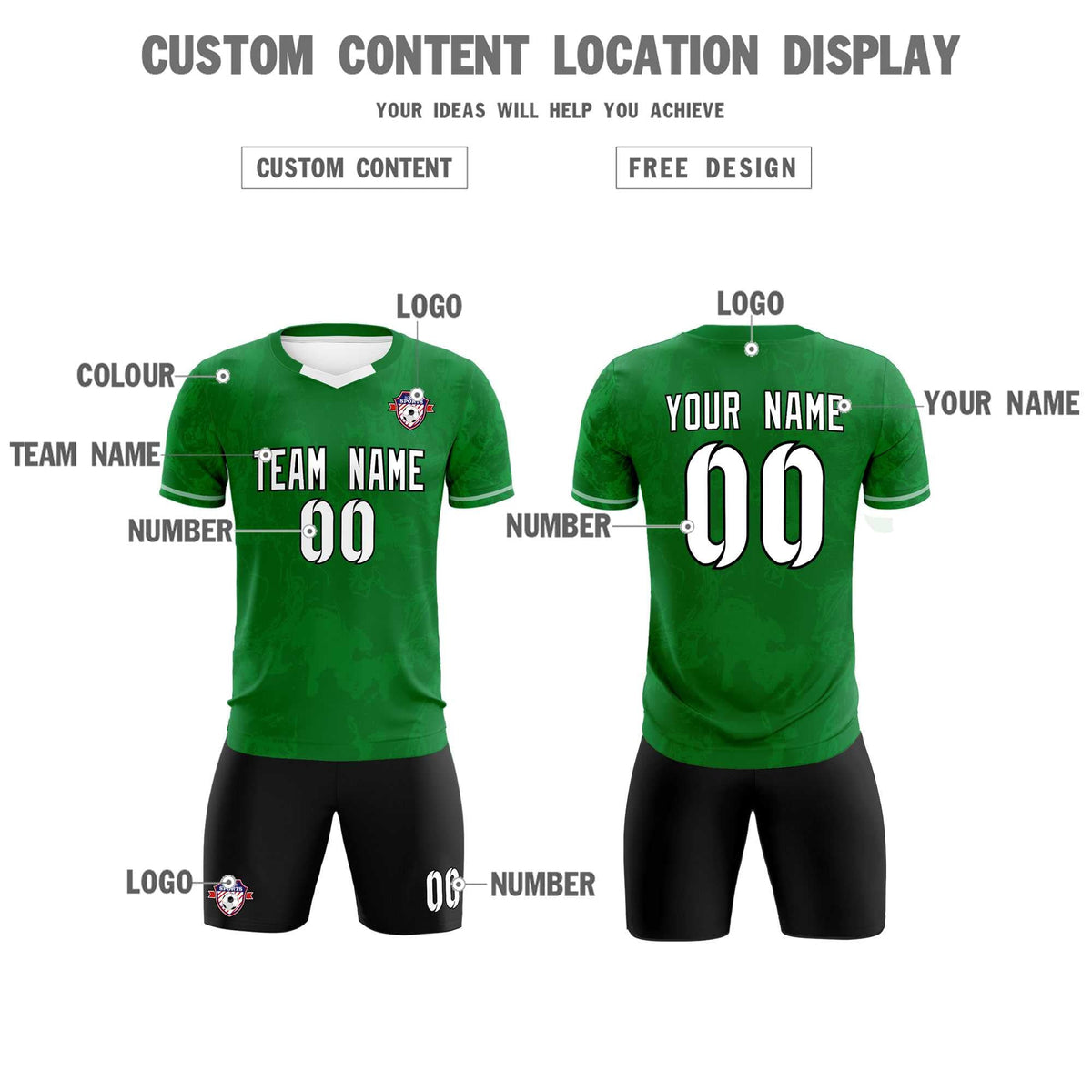 Custom Kelly Green Classic Graffiti Pattern Sportswear Football Kit Jersey