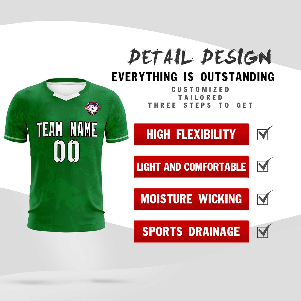 Custom Kelly Green Classic Graffiti Pattern Sportswear Football Kit Jersey