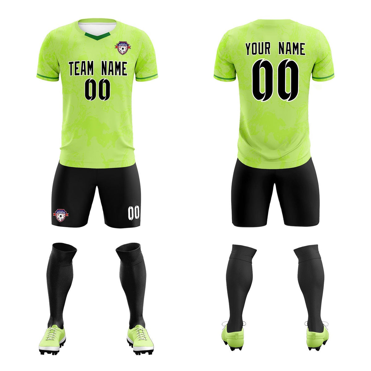 Custom Green Classic Graffiti Pattern Sportswear Football Kit Jersey