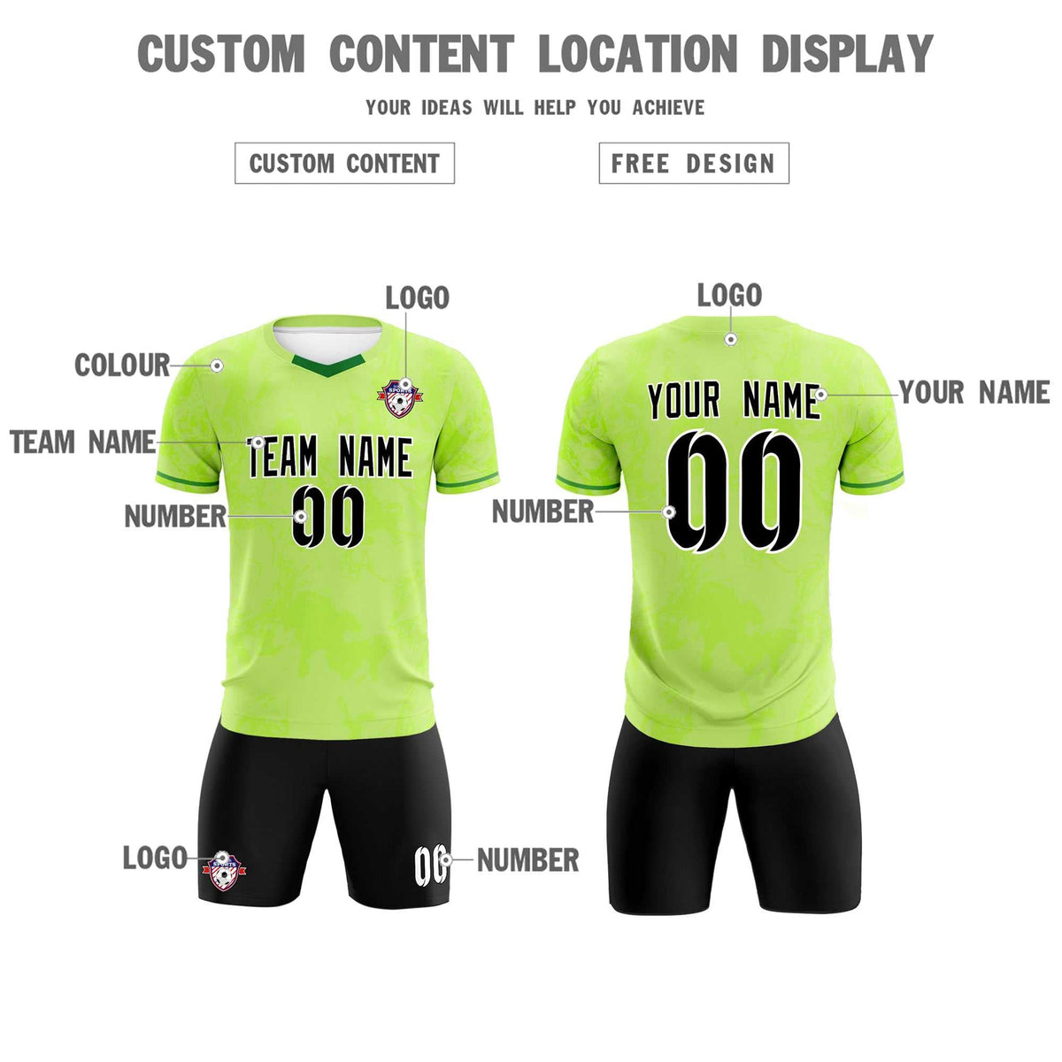 Custom Green Classic Graffiti Pattern Sportswear Football Kit Jersey