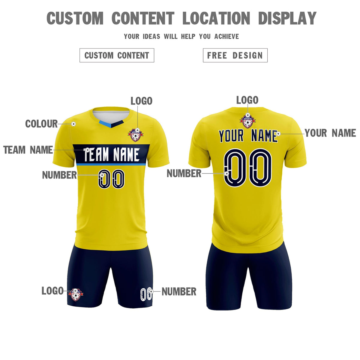 Custom Gold Classic Sports kit Football Shirt Jersey