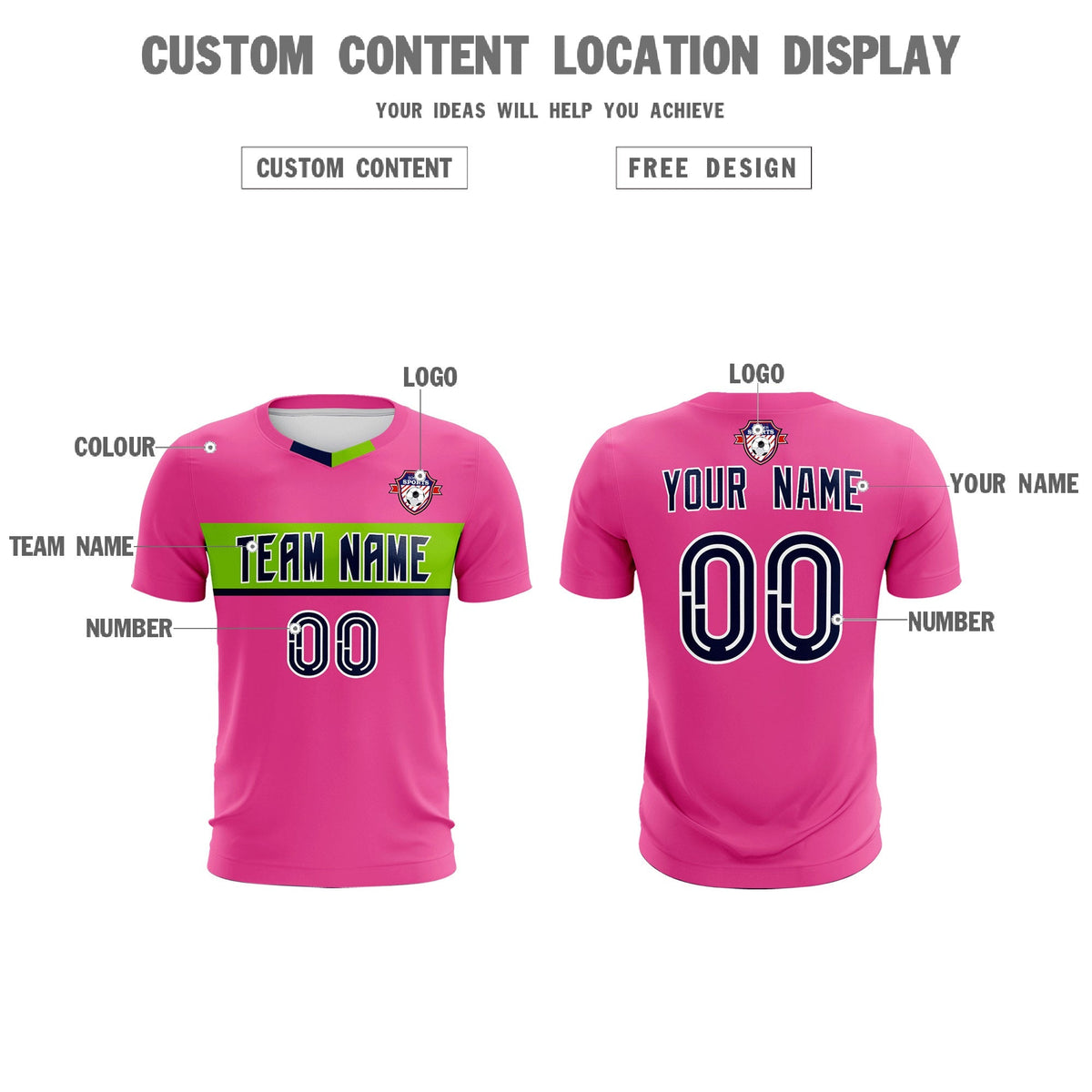 Custom Pink Classic Sports kit Football Shirt Jersey