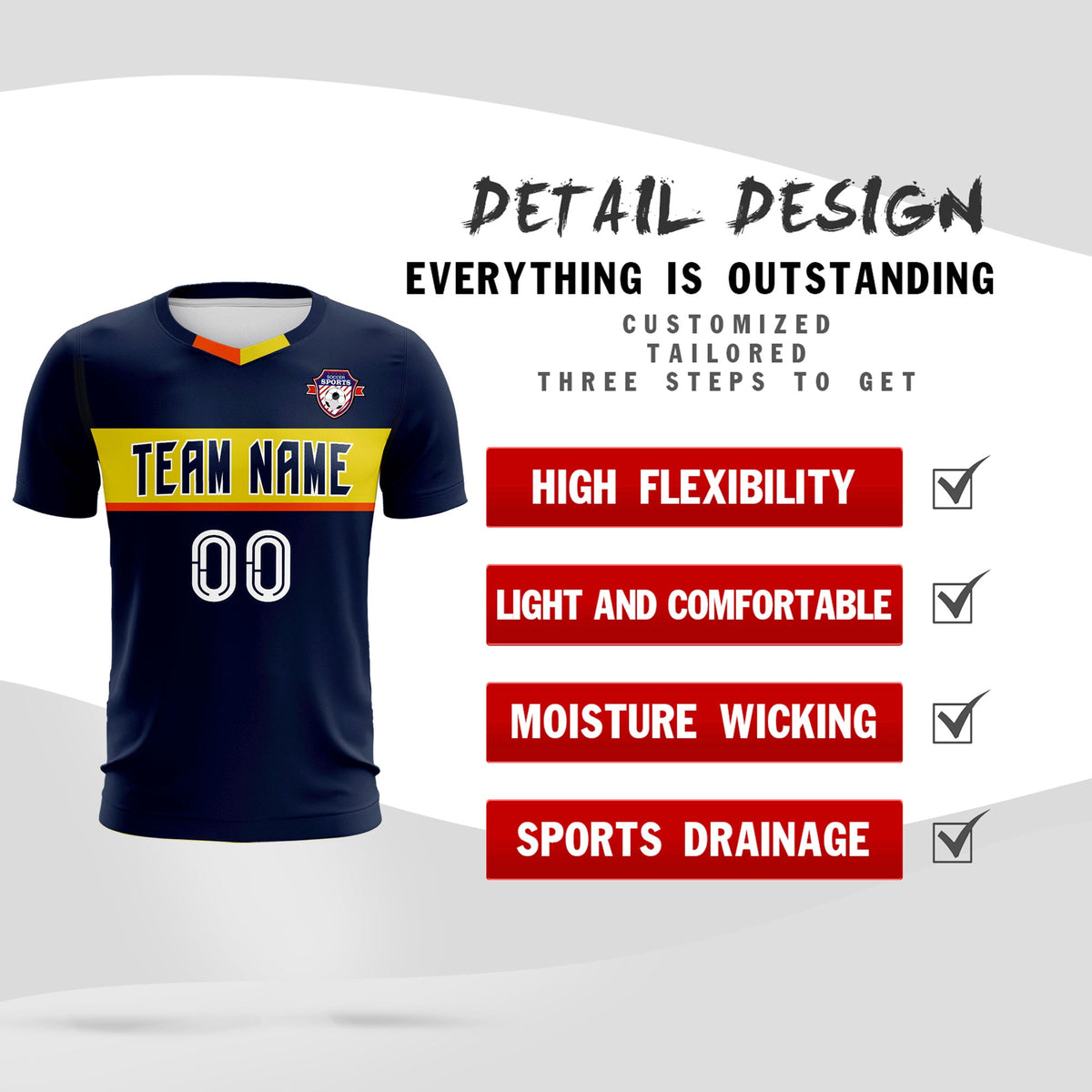Custom Navy Classic Sports kit Football Shirt Jersey