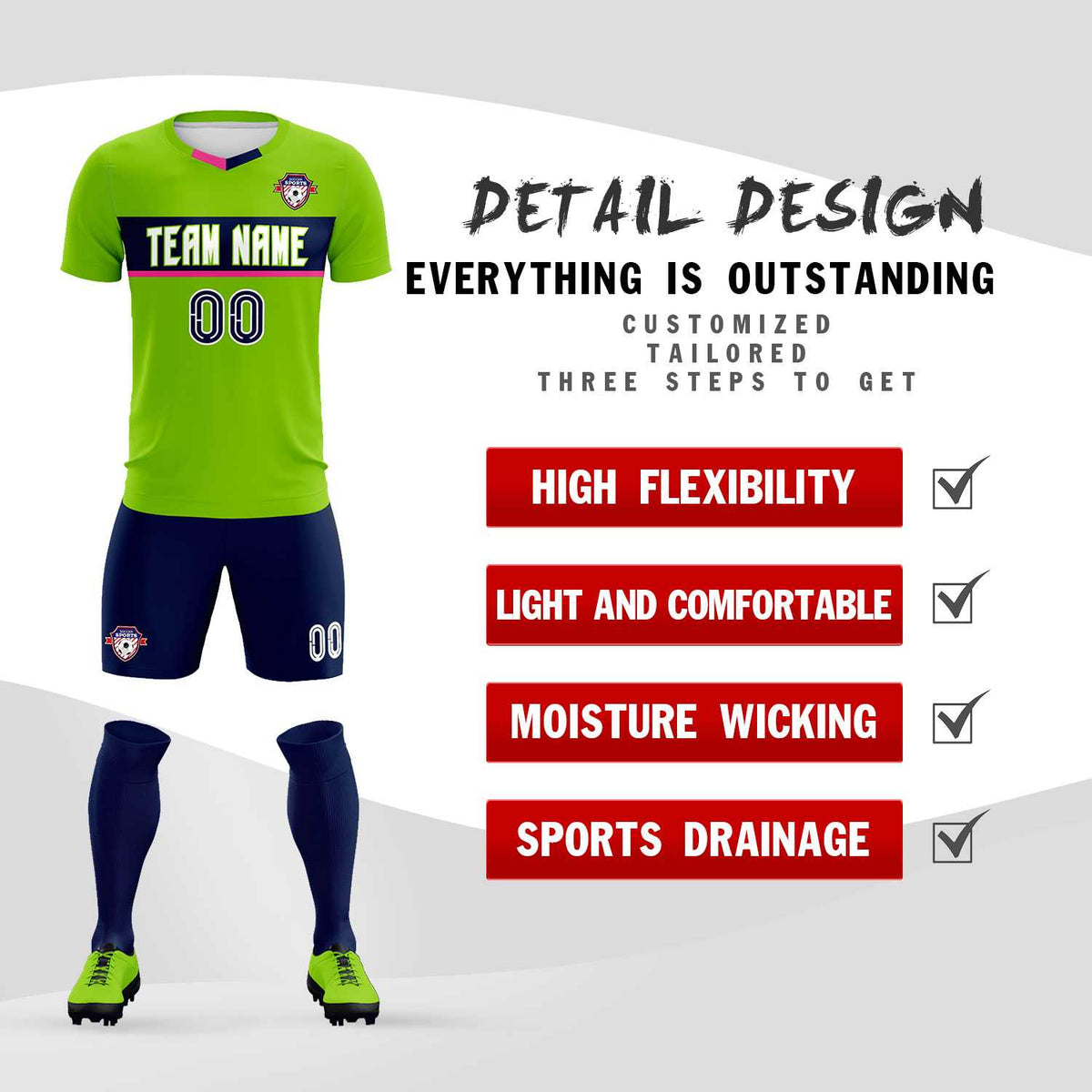 Custom Neon Green Classic Sports kit Football Shirt Jersey