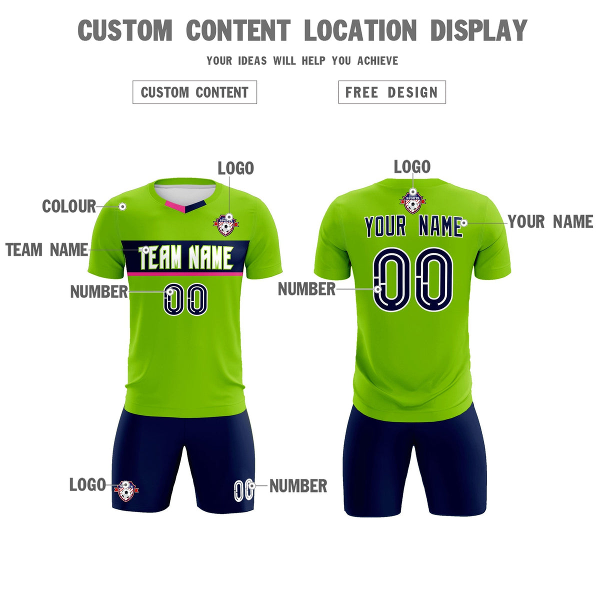 Custom Neon Green Classic Sports kit Football Shirt Jersey