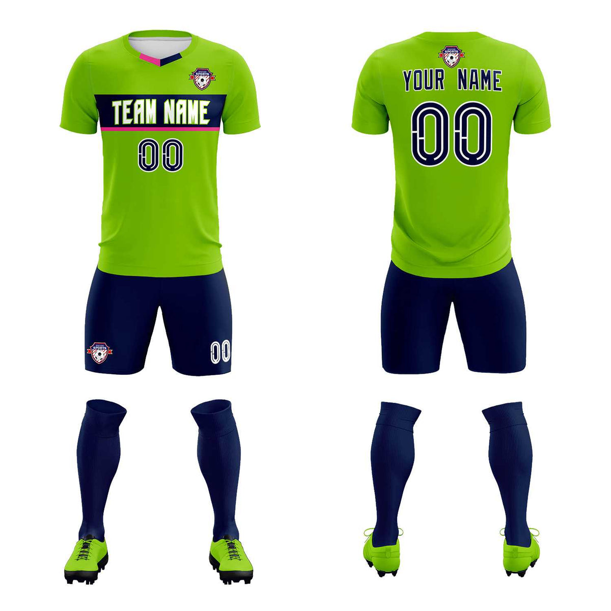 Custom Neon Green Classic Sports kit Football Shirt Jersey