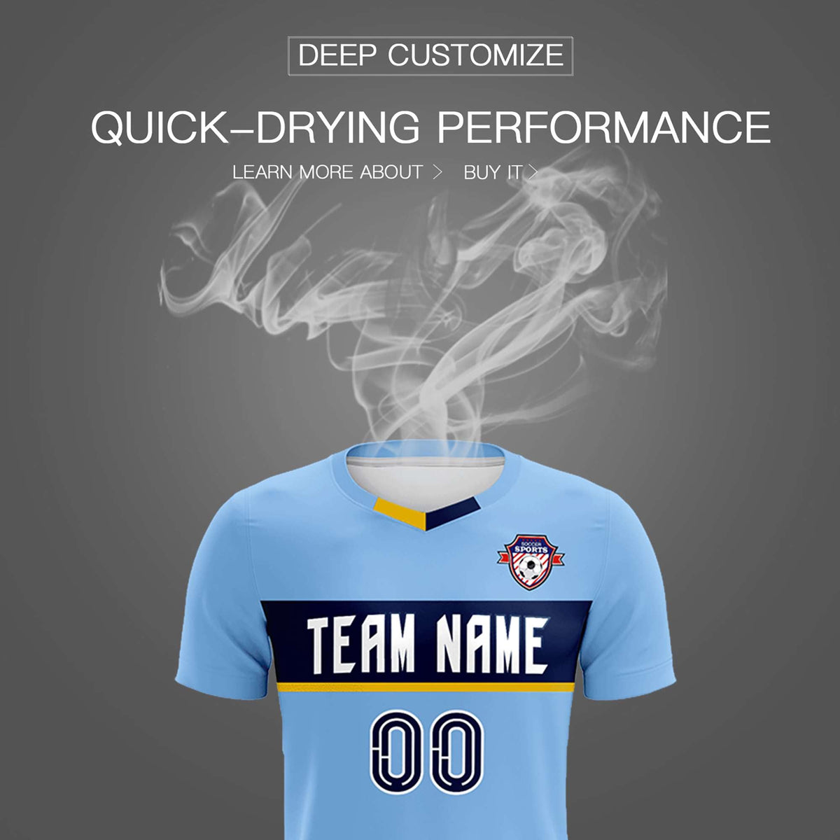 Custom Light Blue Classic Sports kit Football Shirt Jersey