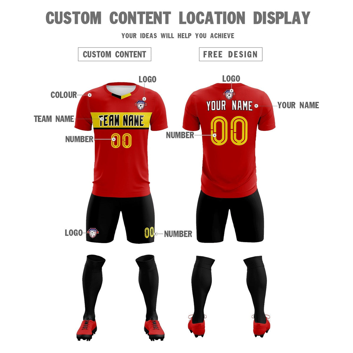 Custom Red Classic Sports kit Football Shirt Jersey
