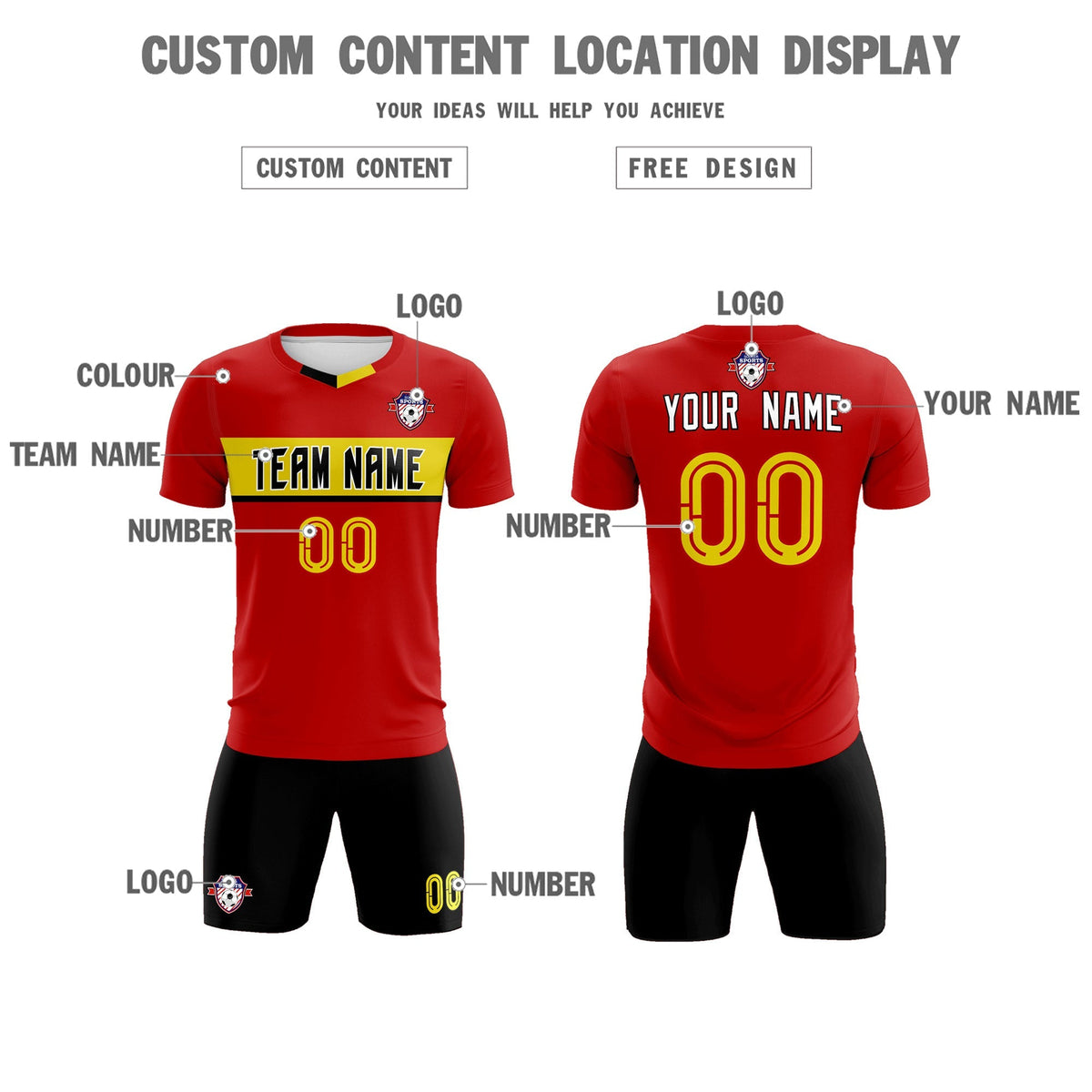 Custom Red Classic Sports kit Football Shirt Jersey