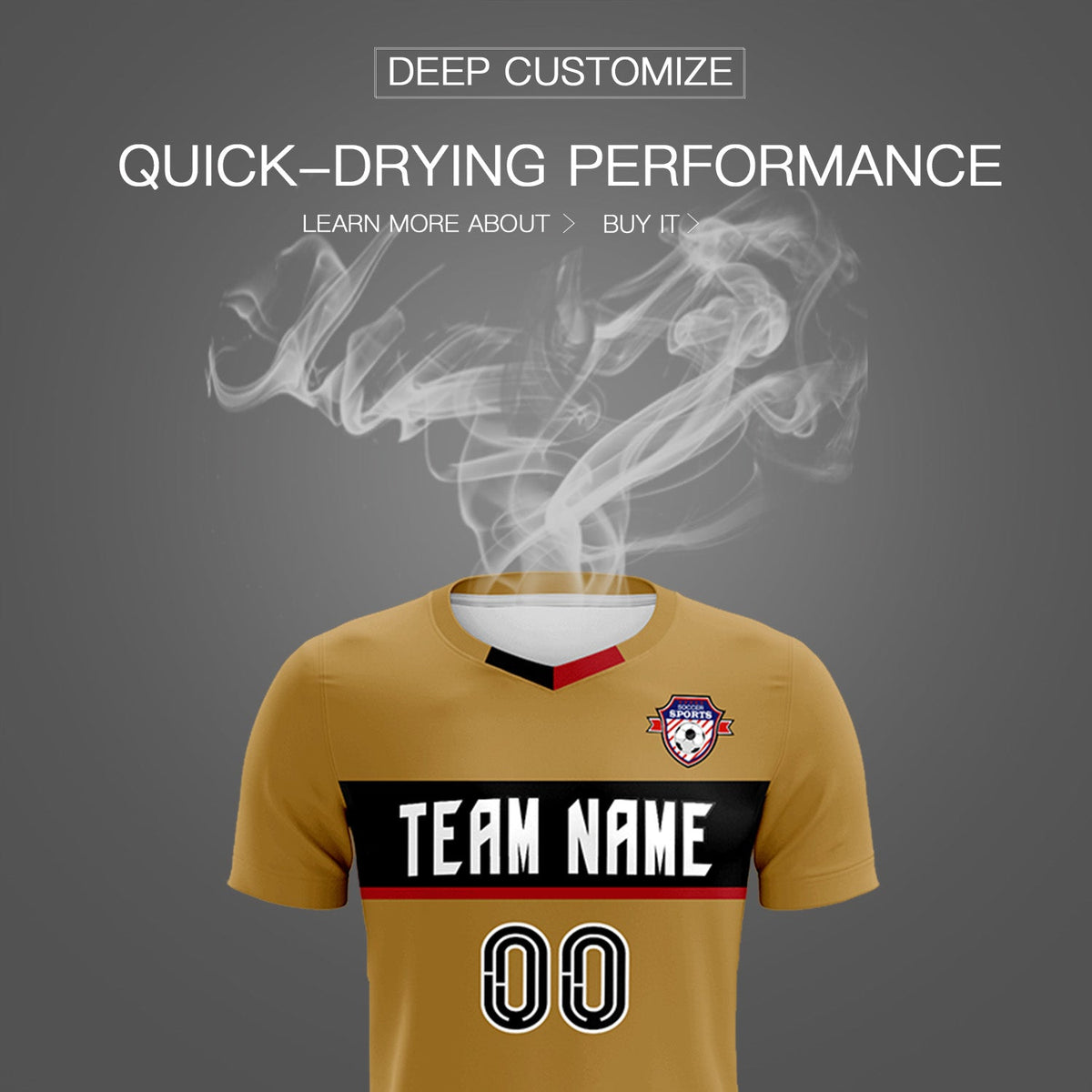 Custom Old Gold Classic Sports kit Football Shirt Jersey