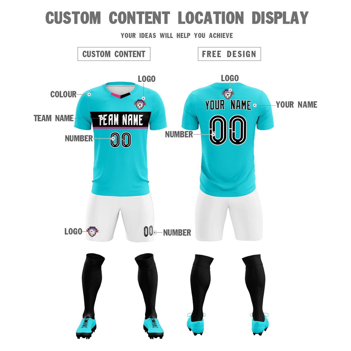 Custom Sky Blue Classic Sports kit Football Shirt Jersey