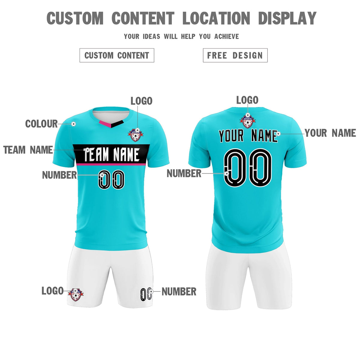 Custom Sky Blue Classic Sports kit Football Shirt Jersey