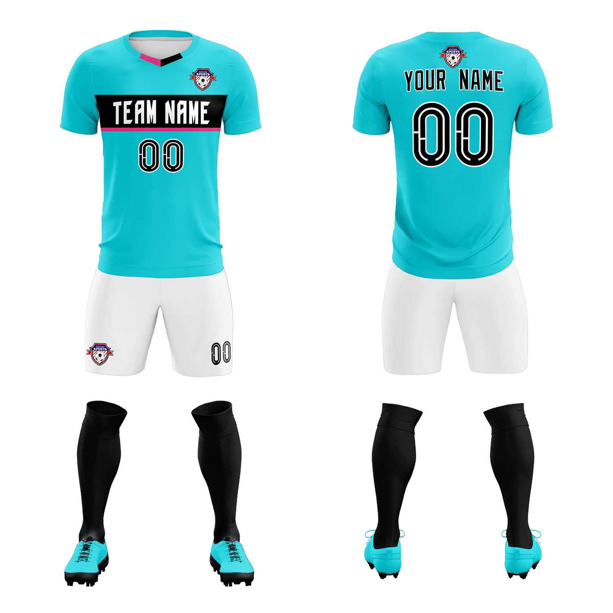 Custom Sky Blue Classic Sports kit Football Shirt Jersey