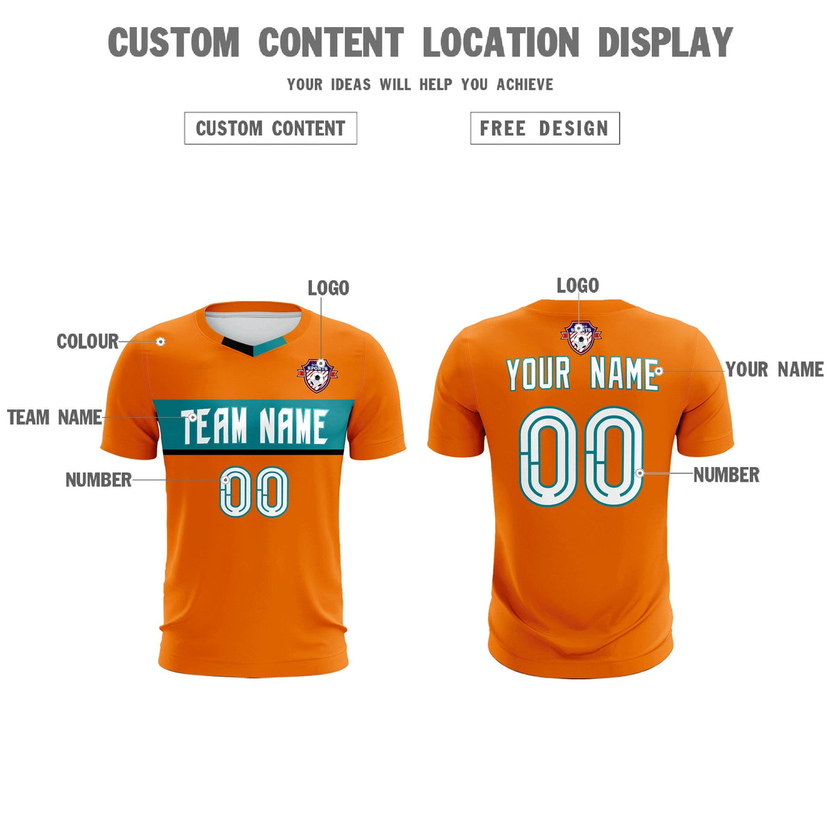 Custom Orange Classic Sports kit Football Shirt Jersey