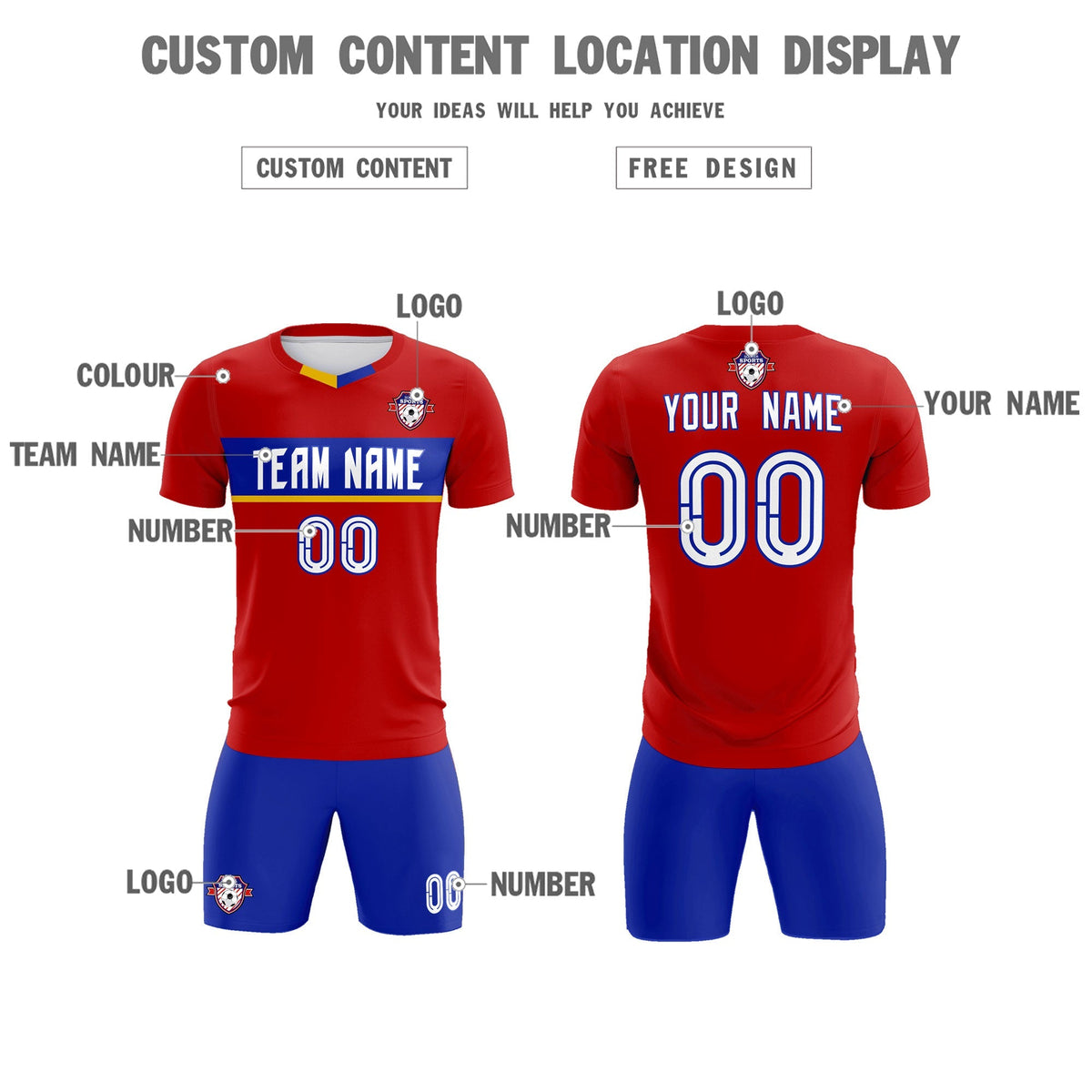 Custom Red Classic Sports kit Football Shirt Jersey