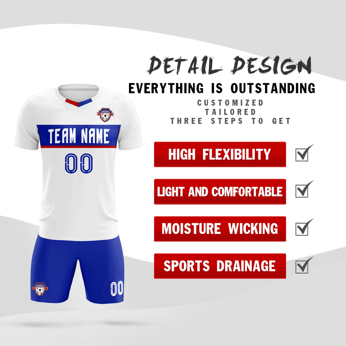 Custom White Classic Sports kit Football Shirt Jersey