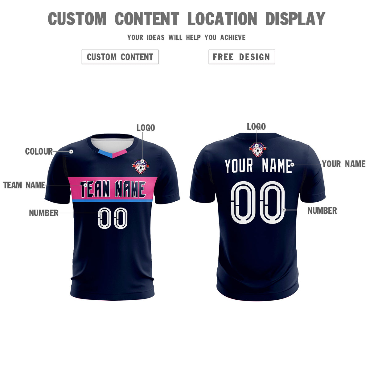 Custom Navy Classic Sports kit Football Shirt Jersey