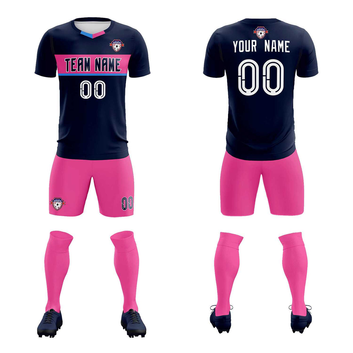 Custom Navy Classic Sports kit Football Shirt Jersey