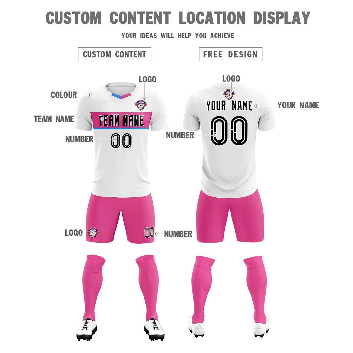 Custom White Classic Sports kit Football Shirt Jersey