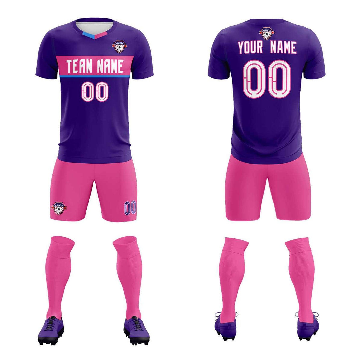 Custom Purple Classic Sports kit Football Shirt Jersey