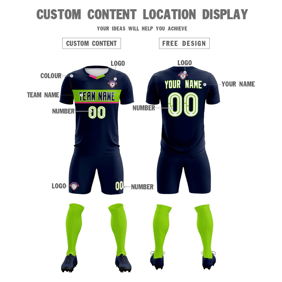 Custom Navy Classic Sports kit Football Shirt Jersey