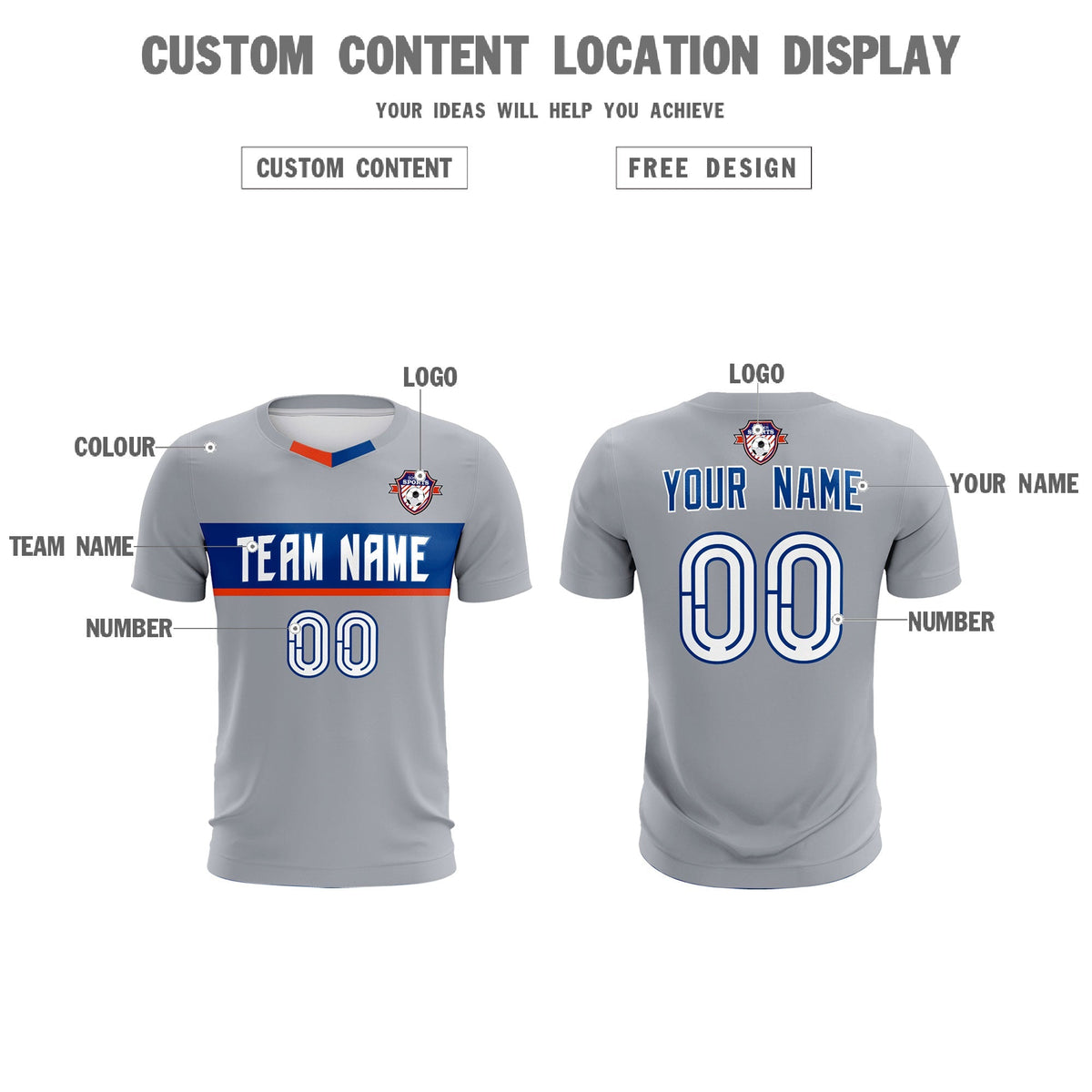 Custom Gray Classic Sports kit Football Shirt Jersey