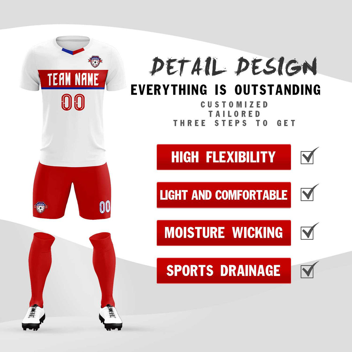 Custom White Classic Sports kit Football Shirt Jersey