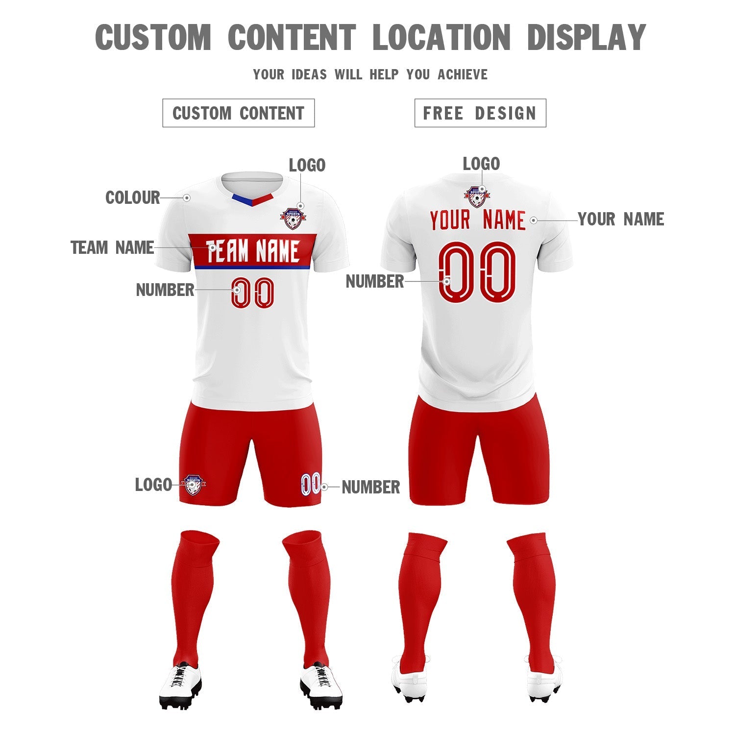 Custom White Classic Sports kit Football Shirt Jersey