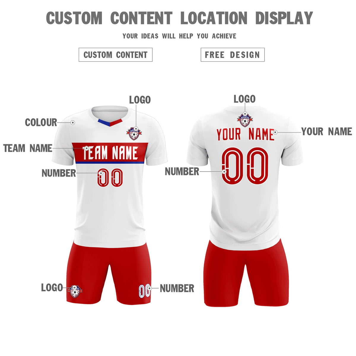 Custom White Classic Sports kit Football Shirt Jersey