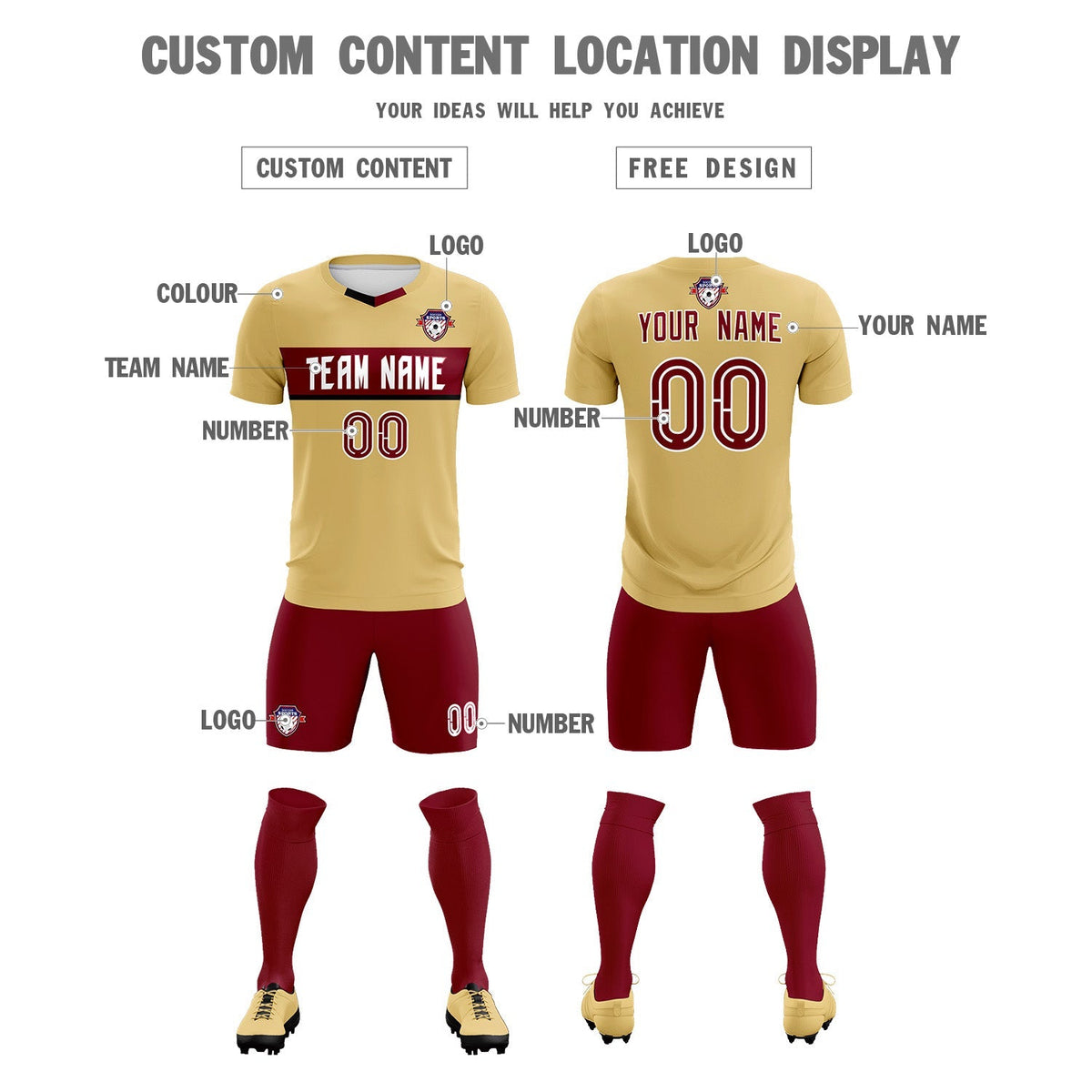 Custom Khaki Classic Sports kit Football Shirt Jersey