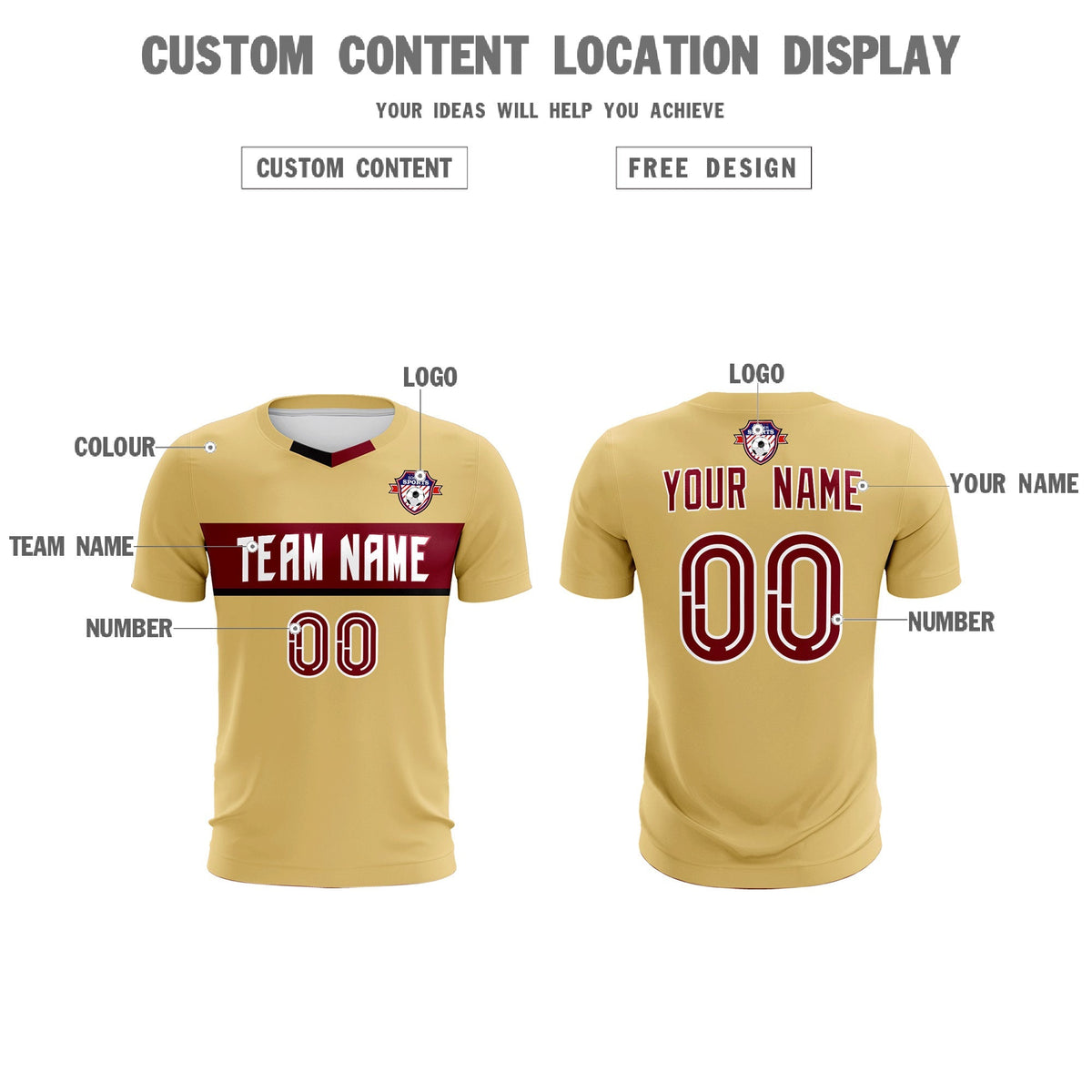 Custom Khaki Classic Sports kit Football Shirt Jersey