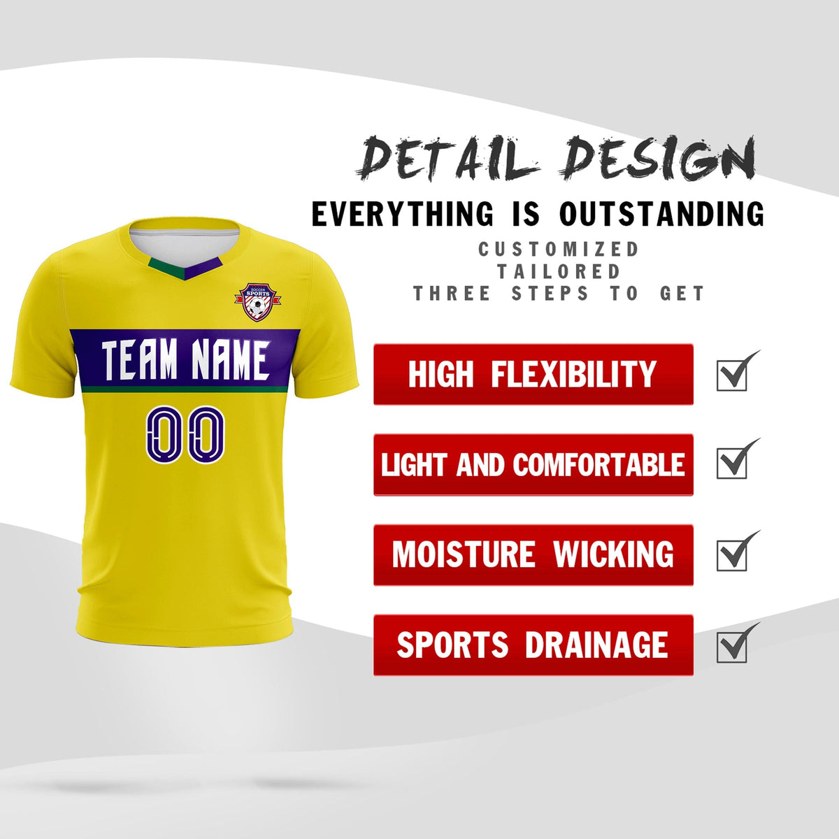 Custom Gold Classic Sports kit Football Shirt Jersey