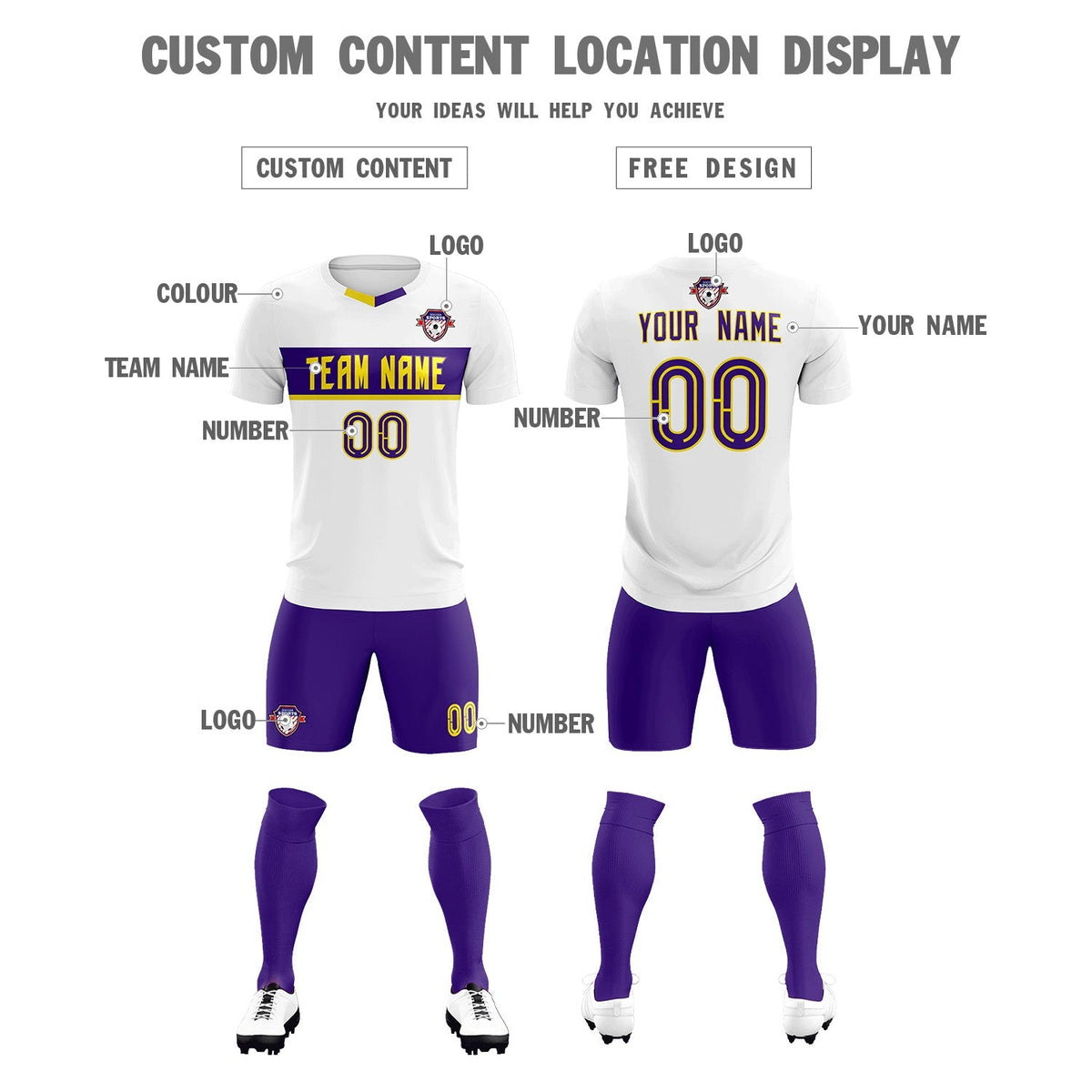 Custom White Classic Sports kit Football Shirt Jersey