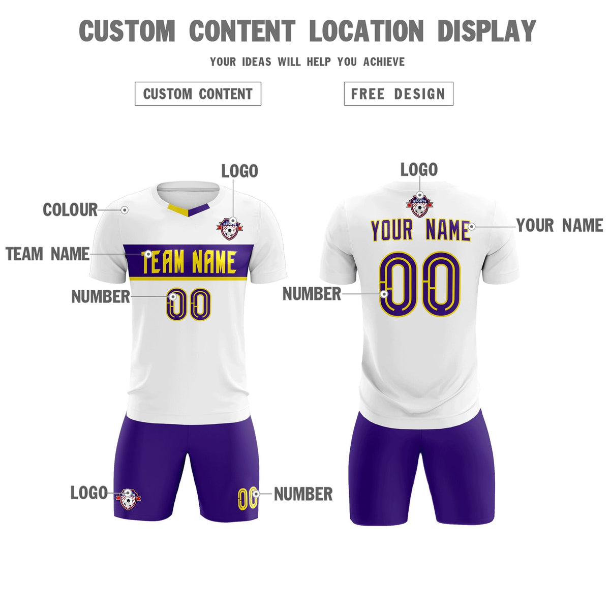 Custom White Classic Sports kit Football Shirt Jersey