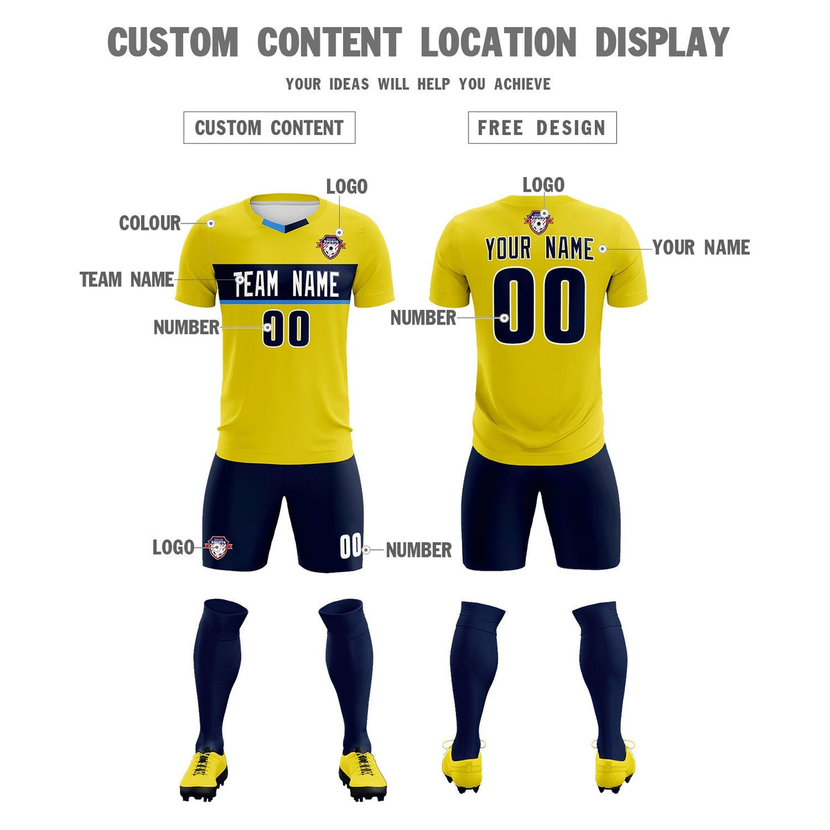 Custom Gold Classic Sports kit Football Shirt Jersey