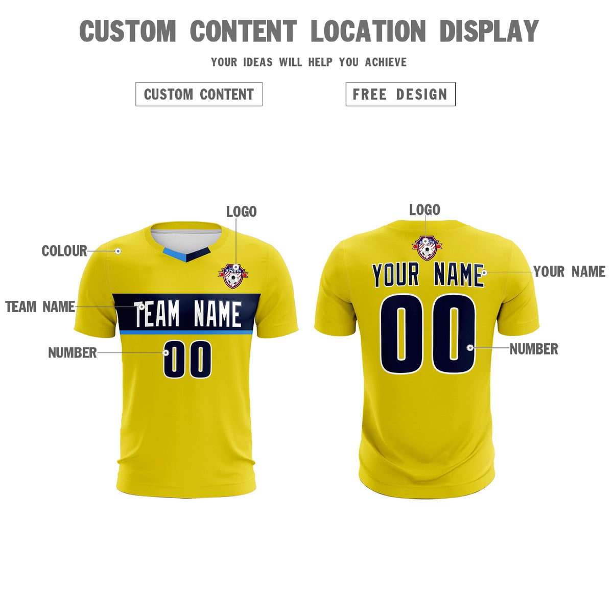 Custom Gold Classic Sports kit Football Shirt Jersey