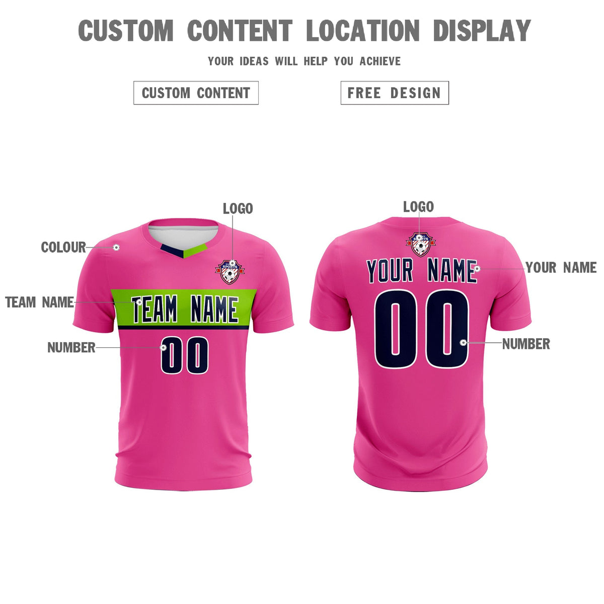 Custom Pink Classic Sports kit Football Shirt Jersey