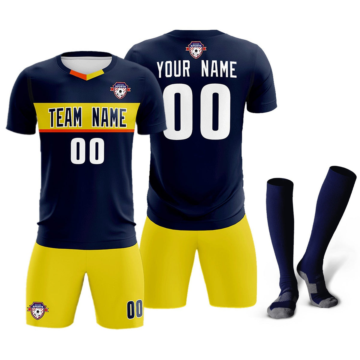 Custom Navy Classic Sports kit Football Shirt Jersey