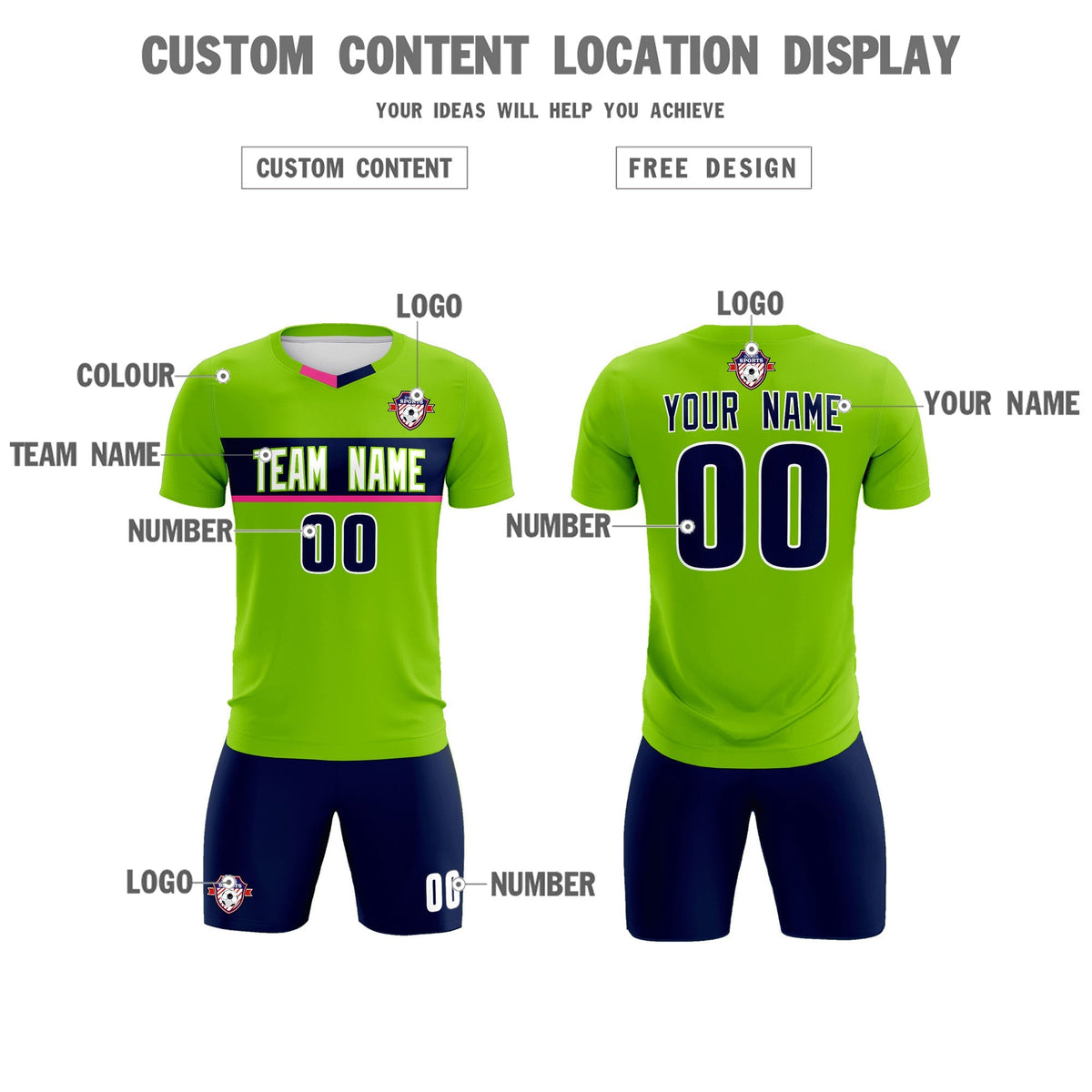 Custom Neon Green Classic Sports kit Football Shirt Jersey