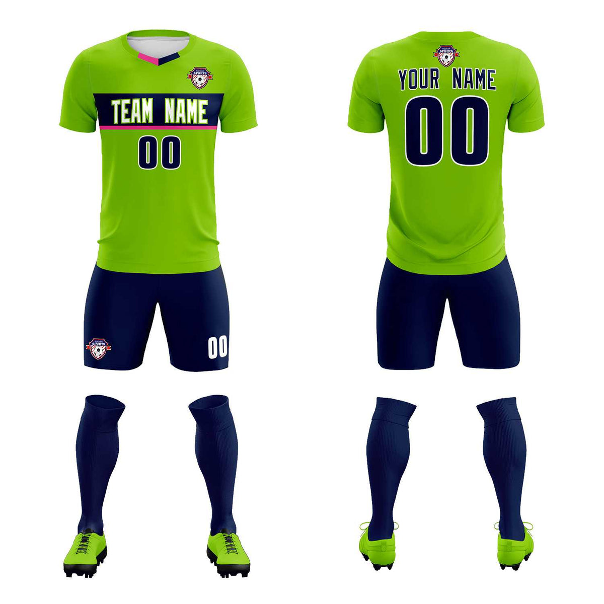 Custom Neon Green Classic Sports kit Football Shirt Jersey