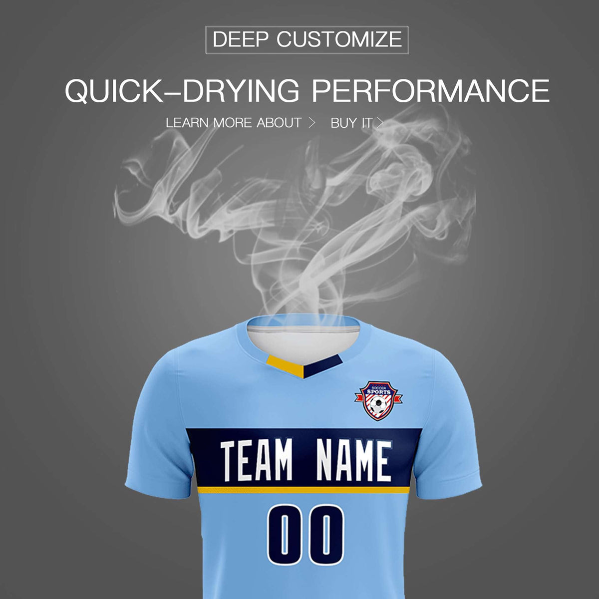 Custom Light Blue Classic Sports kit Football Shirt Jersey
