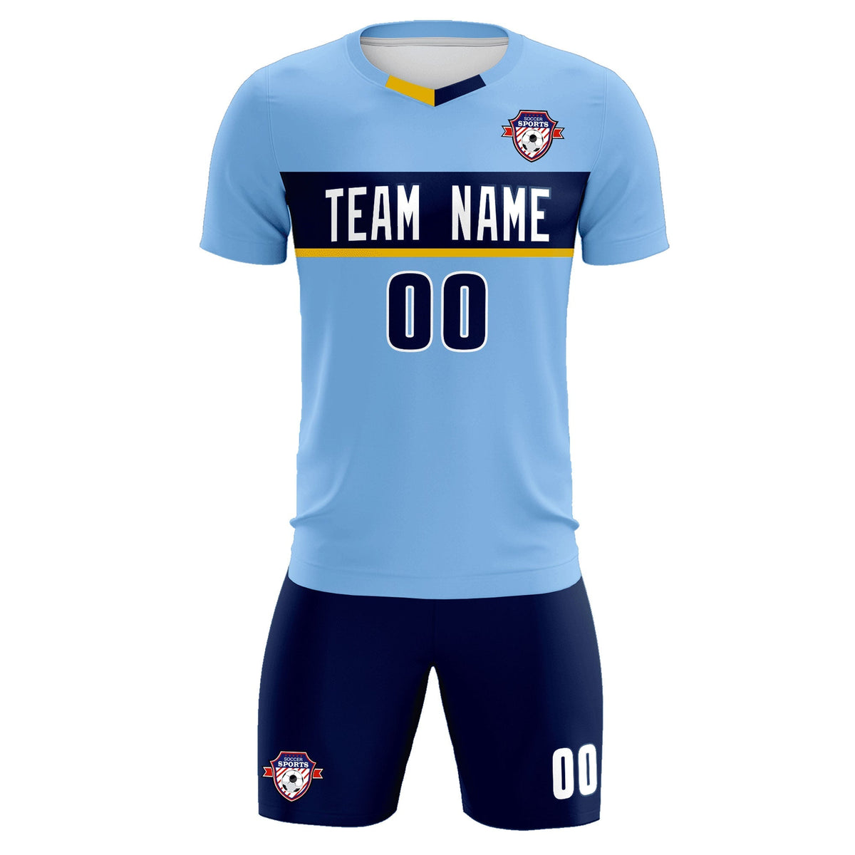 Custom Light Blue Classic Sports kit Football Shirt Jersey