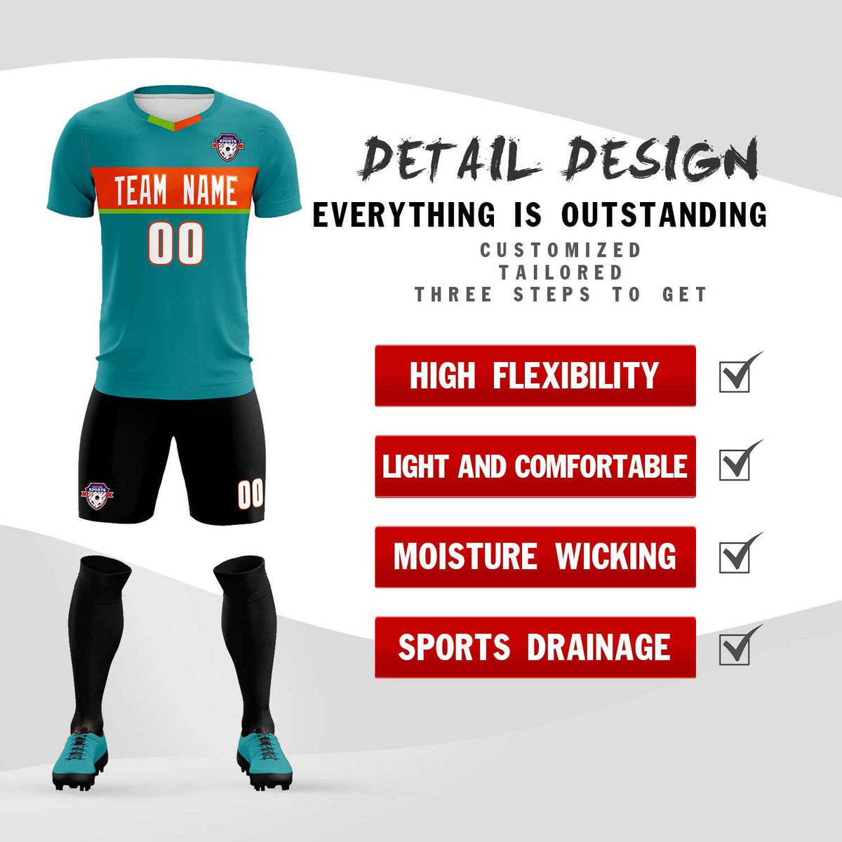 Custom Aqua Classic Sports kit Football Shirt Jersey