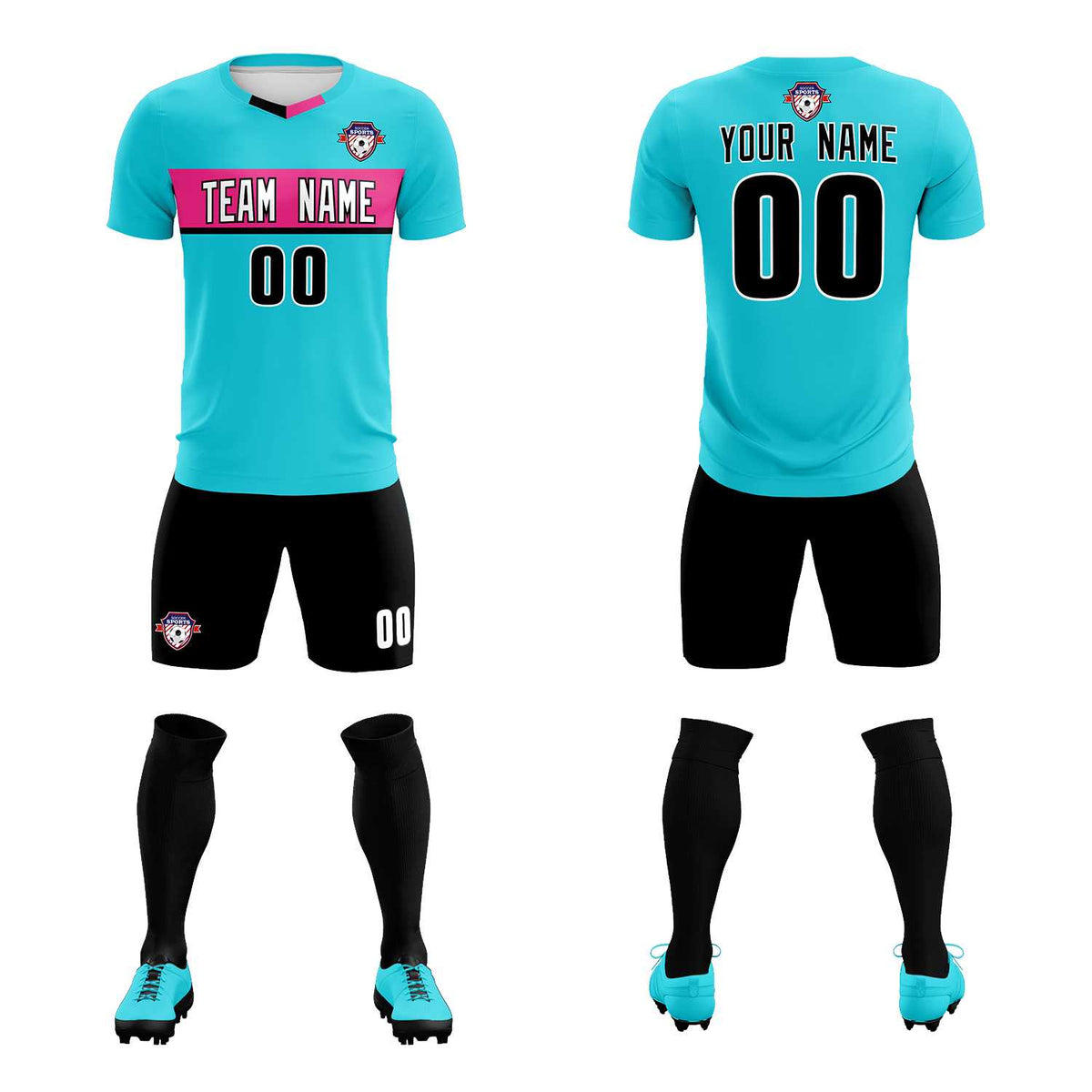 Custom Sky Blue Classic Sports kit Football Shirt Jersey