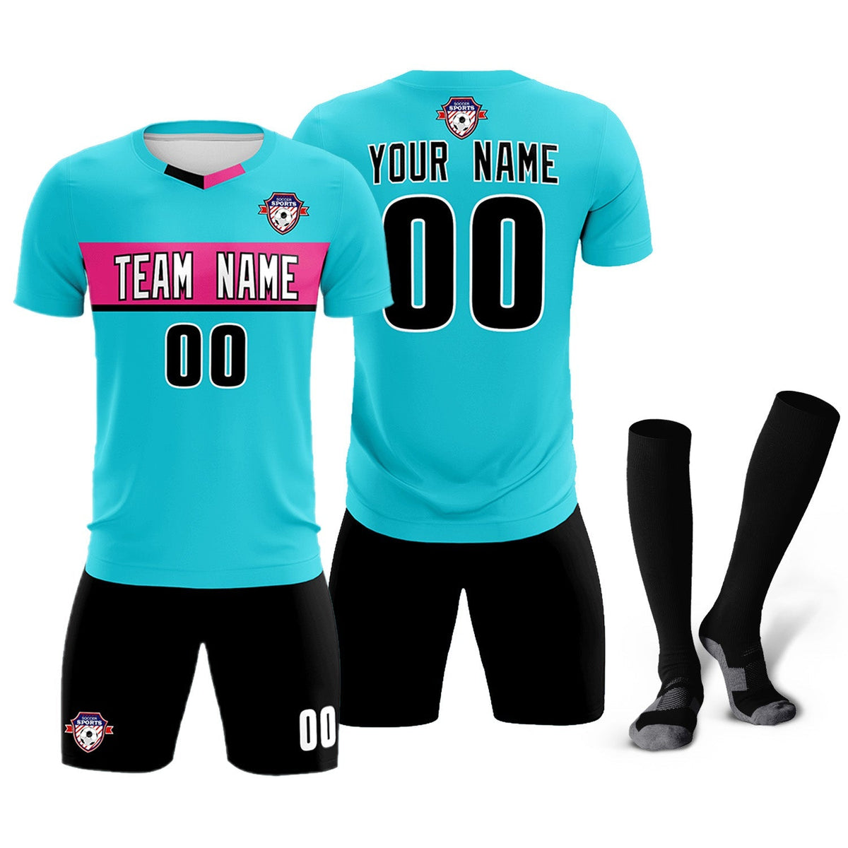 Custom Sky Blue Classic Sports kit Football Shirt Jersey