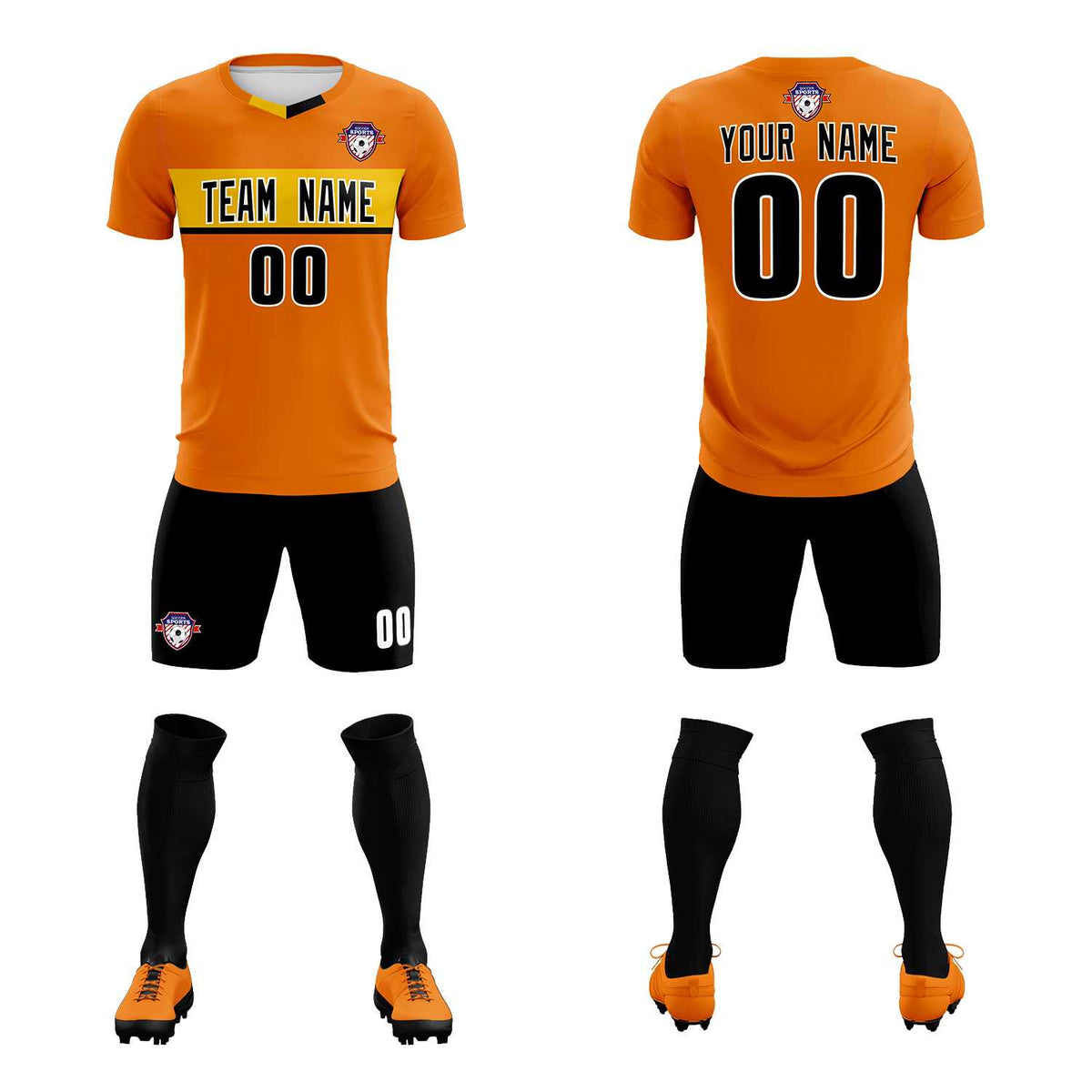 Custom Orange Classic Sports kit Football Shirt Jersey