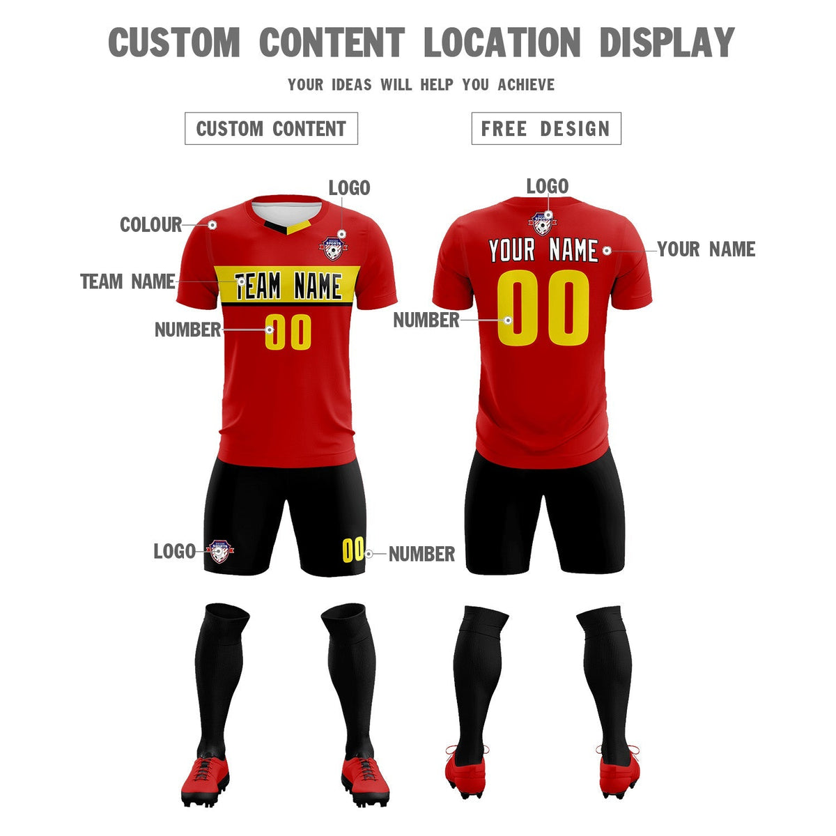 Custom Red Classic Sports kit Football Shirt Jersey